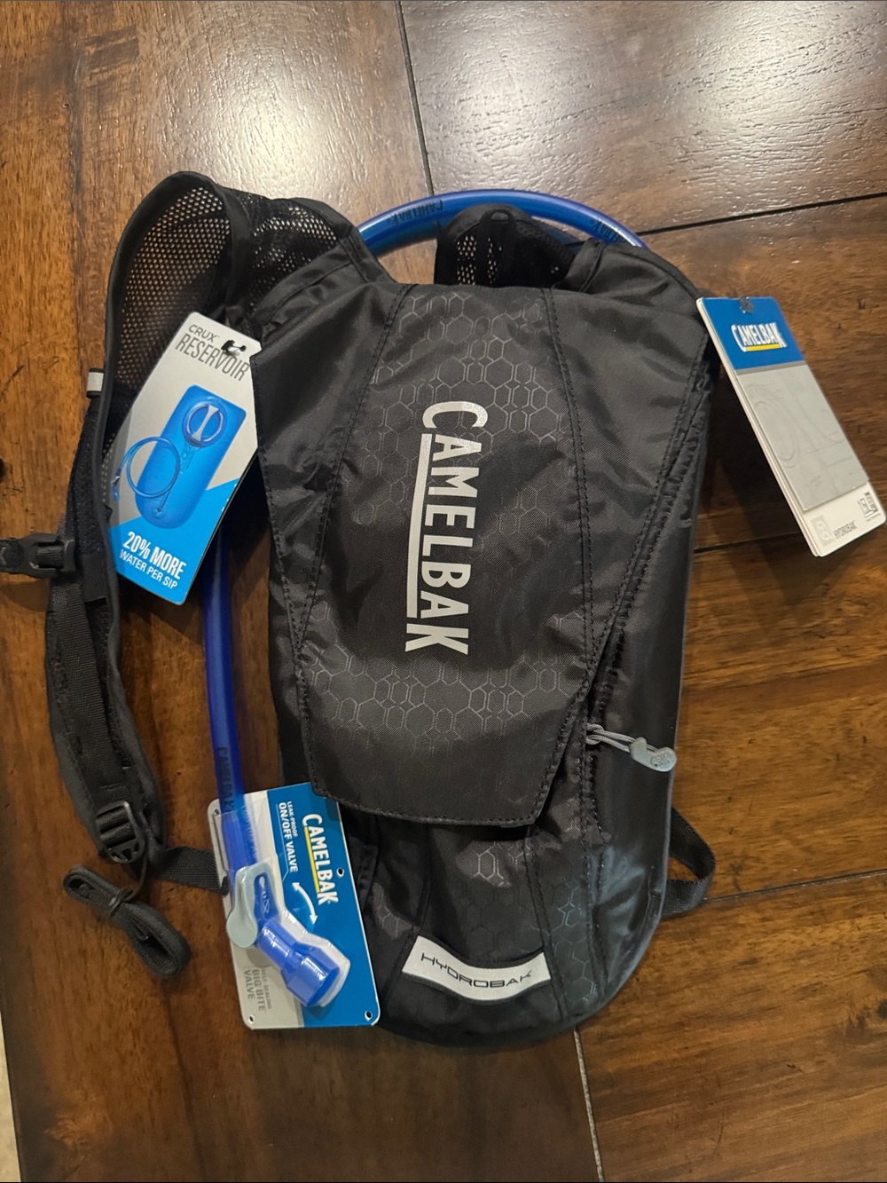 Camelbak Black Hydration Backpack with Blue Tube